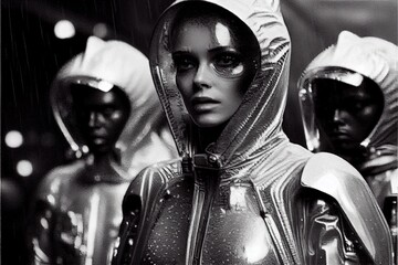 Wall Mural - a portrait of people in cyberpunk science fiction. high-tech futuristic people from the future. gene