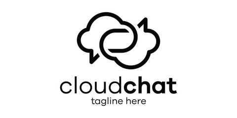 Wall Mural - cloud logo and talk icon vector illustration
