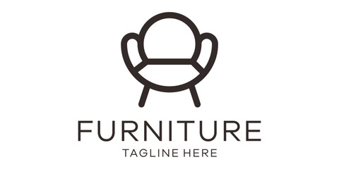 Wall Mural - furniture logo design icon vector illustration line