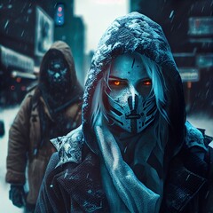 Wall Mural - portrait of a futuristic cyberpunk sci-fi girl. high-tech futuristic woman from the future. generati