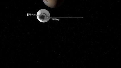 Wall Mural - Voyager 1 Heading Towards Former Planet Pluto to Take Photos on Flyby as Camera Pans Up for Reveal 4K