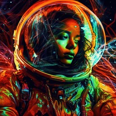 Wall Mural - portrait of an astronaut in a spacesuit. high-tech astronaut from the future. generative ai art.