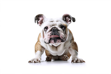 Wall Mural - Generative AI image of a bulldog puppy on an isolated white background