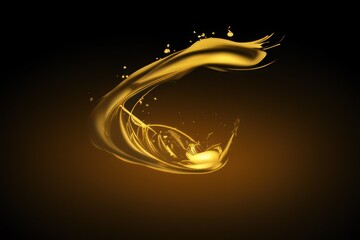 Wall Mural - gold paint splatter on dark background, gold liquid flowing on black