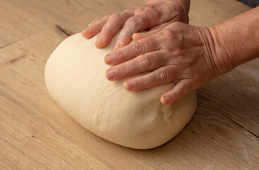 Wall Mural - Hand kneading flour dough.