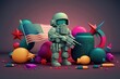  3d Funny  Baground gradient Toys Soldier 