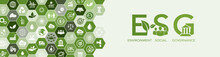 ESG Icon Banner - Environment, Society And Governance Environmental Concept Social Connection Related Icons Environmental Friendly Icon Set