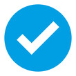 Blue Check Mark Icon. Isolated tick symbol, approval badge. Vector Illustration