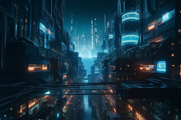 Poster - neon futuristic city, Generative AI