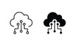 Cloud IOT icon with wifi sign, Internet of Things symbol, black line isolated on white background, editable stroke vector illustration. cloud service illustration sign. communication symbol.