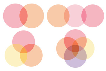 Venn diagram. Circle infographic with intersections and overlap. Chart template with rounds. Mathematic schema for analysis. Vector.