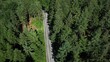 aerial view of a country road in rural area with trucks ,drone photography