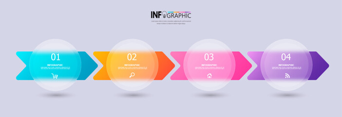 Fototapete - Four steps business infographics template vector.	
