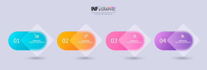 Poster - Four steps business infographics template vector.	
