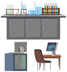 Wall Mural - Set of laboratory experiment tools