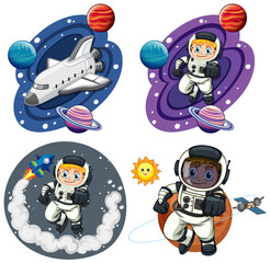 Wall Mural - outer space characters collection