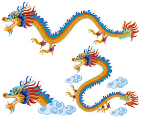 Poster - Set of dragon cartoon