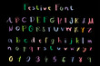 A-Z alphabet letters and 0-9 numbers festive font vector and illustration