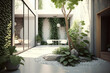 © Kien - Background with modern interior biophilic courtyard design, generative AI