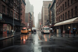 Fototapeta  - Foggy street scene in New York City. Ai generated