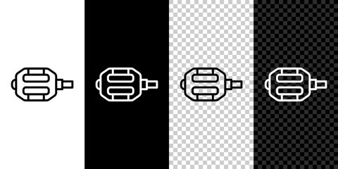 Poster - Set line Bicycle pedal icon isolated on black and white background. Vector