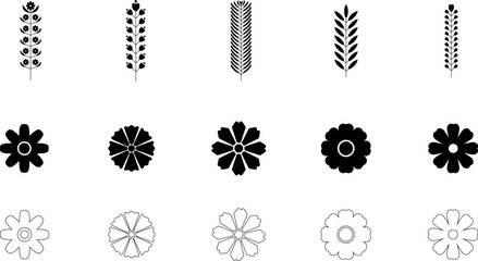 Flower icon set. Simple set of flower vector icons for web design isolated