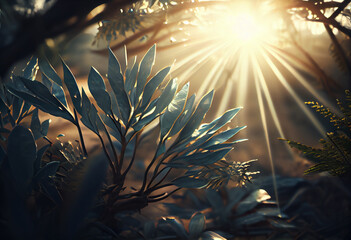 Aufkleber - Beautiful photo Rays concept, contemporary natural social background. Generative AI technology.
