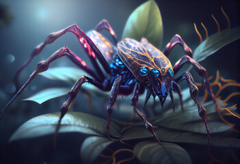 Poster - Beautiful photo Spiders concept, contemporary natural social background. Generative AI technology.
