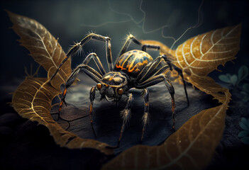 Poster - Beautiful photo Spiders concept, contemporary natural social background. Generative AI technology.
