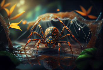 Poster - Beautiful photo Spiders concept, contemporary natural social background. Generative AI technology.
