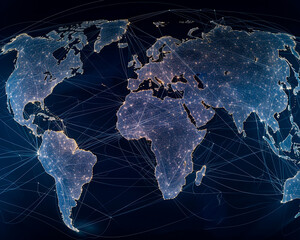 generative ai illustration of Connection lines around the world