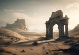 Fototapeta  - desert landscape with ancient lost city ruins, background, generative ai