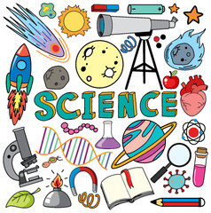 Canvas Print - Colorful Science Objects and Icons Vector Set