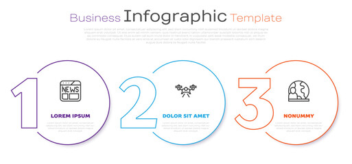Poster - set line news, drone and world news. business infographic template. vector