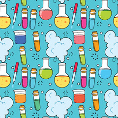 Wall Mural - science objects and icons seamless pattern