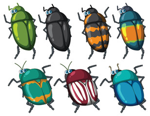 Poster - Set of beetle cartoon character