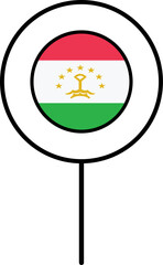 Tajikistan flag circle pin icon.