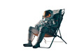 Astronaut sitting on a chair isolated on a transparent background. Png. generated ai