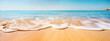 Closeup sea sand beach. Panoramic beach landscape. Vacation travel holiday. Generative AI