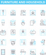 © Nina - Furniture and household vector line icons set. Furniture, Household, Chair, Couch, Table, Desk, Bed illustration outline concept symbols and signs