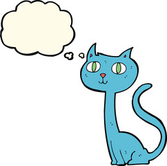 cartoon cat with thought bubble