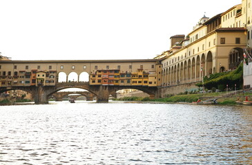 Wall Mural - Ponte Vecchio seen from a boat on the Arno River in Florence, Tuscany, Italy