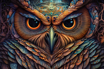 Poster - Mysterious owl, AI generative
