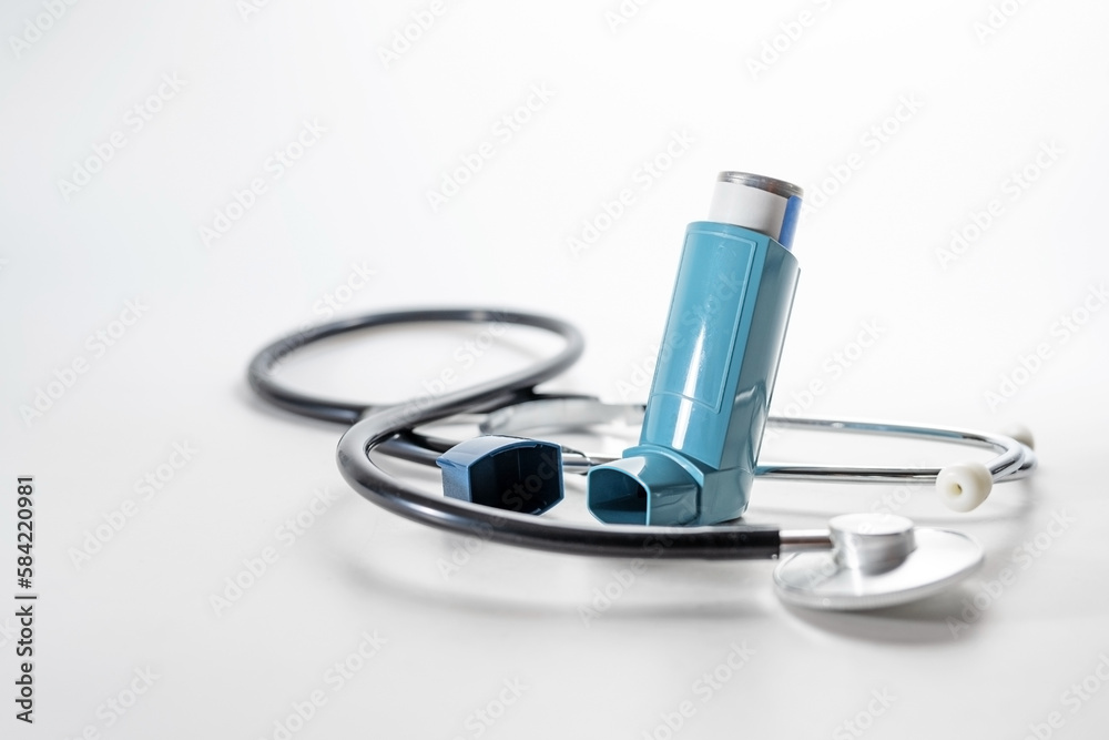 Meter-dosed inhaler, also known as pump or allergy spray for asthma or ...