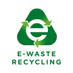 Wall Mural - E-waste, electronics recycling vector icon badge