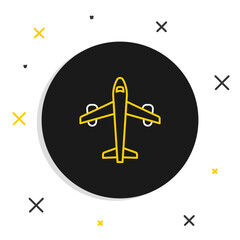 Sticker - Line Plane icon isolated on white background. Flying airplane icon. Airliner sign. Colorful outline concept. Vector