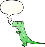 Fototapeta Dinusie - cartoon dinosaur and speech bubble in smooth gradient style