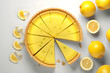 Lemon cheese cake flay lay food illustration, ai generation