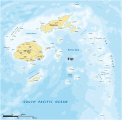 Wall Mural - Map of the South Pacific island state of Republic Fiji