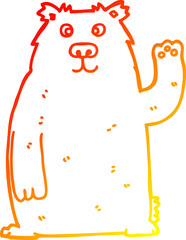 warm gradient line drawing cartoon bear